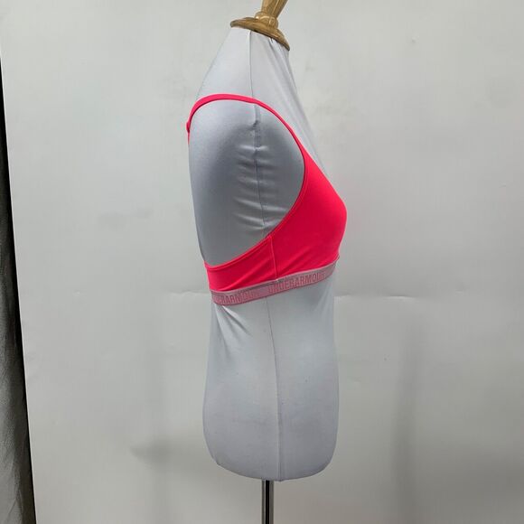Under Armour Strappy Sports Bra Womens S Small Neon Pink Logo Band Unpadded - Picture 5 of 14